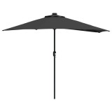 vidaXL Parasol de Grădină Negru 294 x 150 x 224 cm Poliester și oțel 42003273