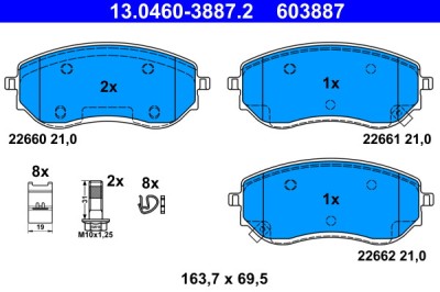 ATE 13.0460-3887.2 set placute frana,frana disc foto