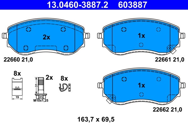 ATE 13.0460-3887.2 set placute frana,frana disc
