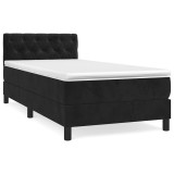 Cumpara ieftin Pat box spring cu saltea, negru, 80x200 cm, catifea