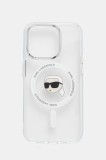 Karl Lagerfeld carcasă de telefon iPhone 15 Pro culoarea alb, KLHMP15LHLSKIH