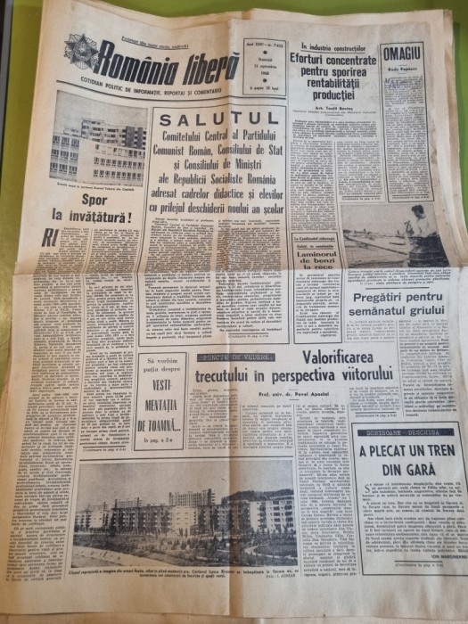 romania libera 15 septembrie 1968-scoala noua in cartierul drumul taberei