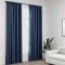 vidaXL Draperii opace aspect in, c&acirc;rlige, 2 buc., albastru, 140x245 cm