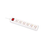 Prelungitor 5m 6 prize cu intrerupator, alb, Inlet