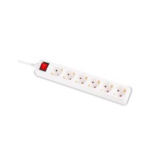 Prelungitor 5m 6 prize cu intrerupator, alb, Inlet