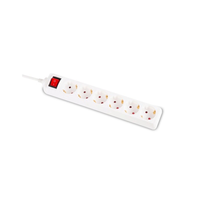 Prelungitor 5m 6 prize cu intrerupator, alb, Inlet
