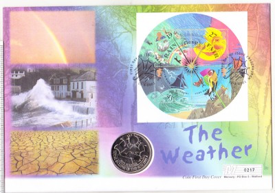 bnk mnd Alderney 5 pounds 1999 unc , FDC foto