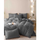 Lenjerie pat dublu,jacquard finetat,6 piese,gri inchis-A441