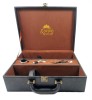 Set Cadou Vin Watchbox: Cutie Piele Eco Neagra, Tirbuson, Palnie, Inel - Sticle 750ml/1L - Elegant &amp; Special