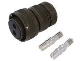 Conector militar mufă mamă 2 pini AMPHENOL AIR crimpat oliv 135A