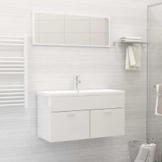 vidaXL Set mobilier de baie, alb extralucios, lemn prelucrat 3071339