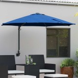 VidaXL Parasol de grădină montat pe perete cu LED-uri, albastru azur, 248 cm