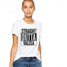 Tricou dama alb - Straight Outta Valcea - M