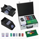 SPORTNOW Set de Poker cu 300 de Jetoane, Amestecător de Cărți, Suport de Cărți, Cazinou Texas Holdem Poker Set cu Covoraș, Argintiu | Aosom Romania