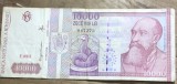 BNKRO05 Bancnota veche 10000 lei 2000 Nicolae Iorga Sarpele Glykon hirtie Romania zece mii lei circulata colectie