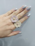 Inel Argint Reglabil Cu floare de cristal oversize pentru femei- ARG124C, Argintboutique