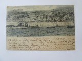 Rară! Carte postala Turcia/Smyrna,Levantul Austriac 1903 timbru dublu supratipar, Circulata, Printata