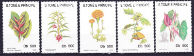 DB1 Sao Tome Principe 1993 Flori 5 v. MNH foto