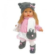 Papusa Nines D&#039;Onil Tita cu parul blond, haine de iarna si miros de vanilie 45 cm