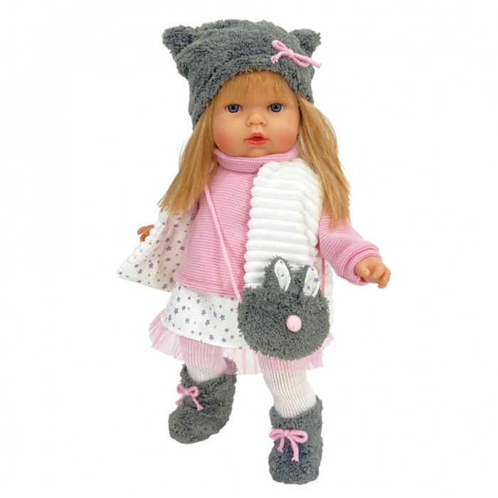 Papusa Nines D&#039;Onil Tita cu parul blond, haine de iarna si miros de vanilie 45 cm