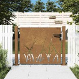 vidaXL Poartă pentru grădină, 105x80 cm, oțel corten, model iarbă