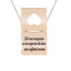 Colier personalizat cu text si inimioara decupata din argint 925 placat cu aur roz