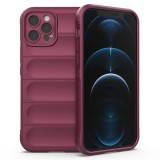 Husa pentru iphone 12 pro max, antisoc, margini cu striatii, design minimalist, bordeaux
