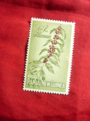 Timbru Papua Noua Guinee - Flora - Planta de cafea , val. 5sh foto