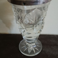 Vaza Superba Cristal margine argint an 1870