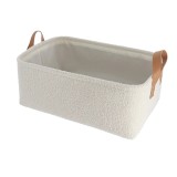 Cumpara ieftin Coș Depozitare Rectangular Poliester Finisaj Pufos 44X31X17 Cm &ndash; Alb | Organizatoare Baie