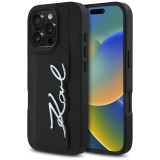 Husa iPhone 16 Pro Karl Lagerfeld Hardcase Leather Cardslot, Metal Signature, KLHCP16LPGPVKSK