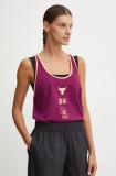 Under Armour top Project Rock femei, culoarea violet, 1386439