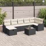 Cumpara ieftin Set de canapele pentru grădină cu pernă 8 pcs negru și crem