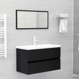 VidaXL Set mobilier de baie, 2 piese, negru, PAL