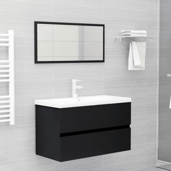 Gossi set mobilier de baie, 2 piese, negru, pal