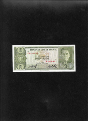 Bolivia 10 pesos bolivianos 1962 seria3058822 unc foto