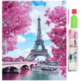 Set de broderie cu diamante 5D, model Paris, 30x40 cm, accesorii incluse, multicolor