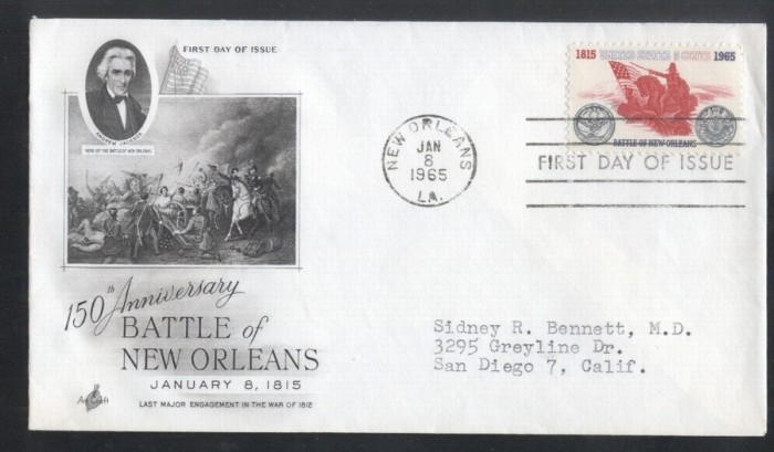 United States 1965 New Orleans battle FDC K.621