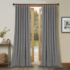 Draperie din catifea cu rejansa din bumbac tip fagure, Madison, 150x220 cm, densitate 700 g/ml, Coin gray, 1 buc