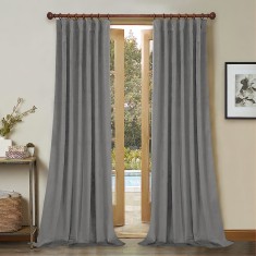 Draperie din catifea cu rejansa din bumbac tip fagure, Madison, 150x210 cm, densitate 700 g/ml, Coin gray, 1 buc