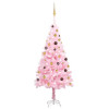 VidaXL Brad Crăciun pre-iluminat cu set globuri, roz, 180 cm, PVC
