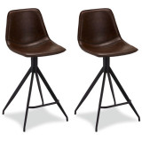 Set of 2 Dark Brown Bar Chairs Isabel