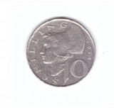 Moneda Austria 10 schilling 1974, stare buna, curata, Europa, Cupru-Nichel