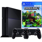 Consola Sony PlayStation 4 PS4 500GB + 2 Controllere + Minecraft Second-Hand SH