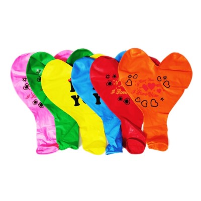 Set 10 baloane latex gigant, 50cm, Multicolor, Forma inima, Ropet foto