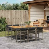 vidaXL Set mobilier de grădină cu perne, 7 piese, gri, poliratan 3211454
