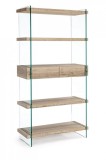 Cumpara ieftin Biblioteca sticla cu 4 polite mdf natur Kenya 90 cm x 39 cm x 180 h