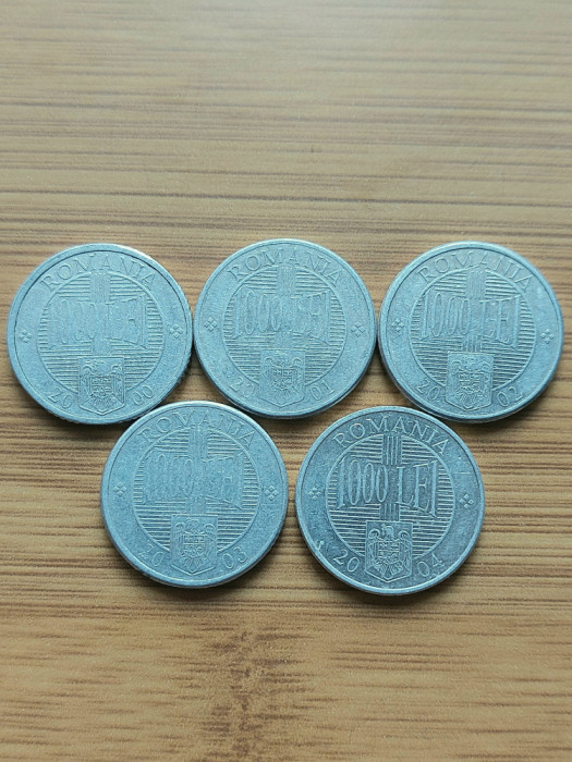 Moneda Romania 1000 lei anul 2000,2001,2002,20003,2004