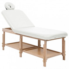 vidaXL Masa de masaj cu 2 zone, alb, piele ecologica foto