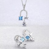 Cumpara ieftin Set Colier si Cercei Din Argint Piatra Blue Gem SET399K